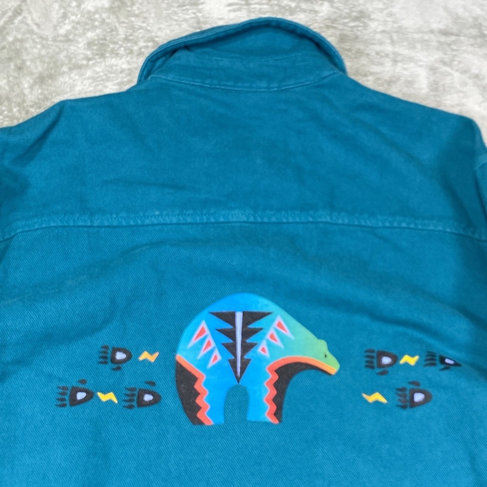 Vintage By Taylor Shirt Mens XS Southwestern Bear Graphic Button Up Long Sleeve - Picture 8 of 9
